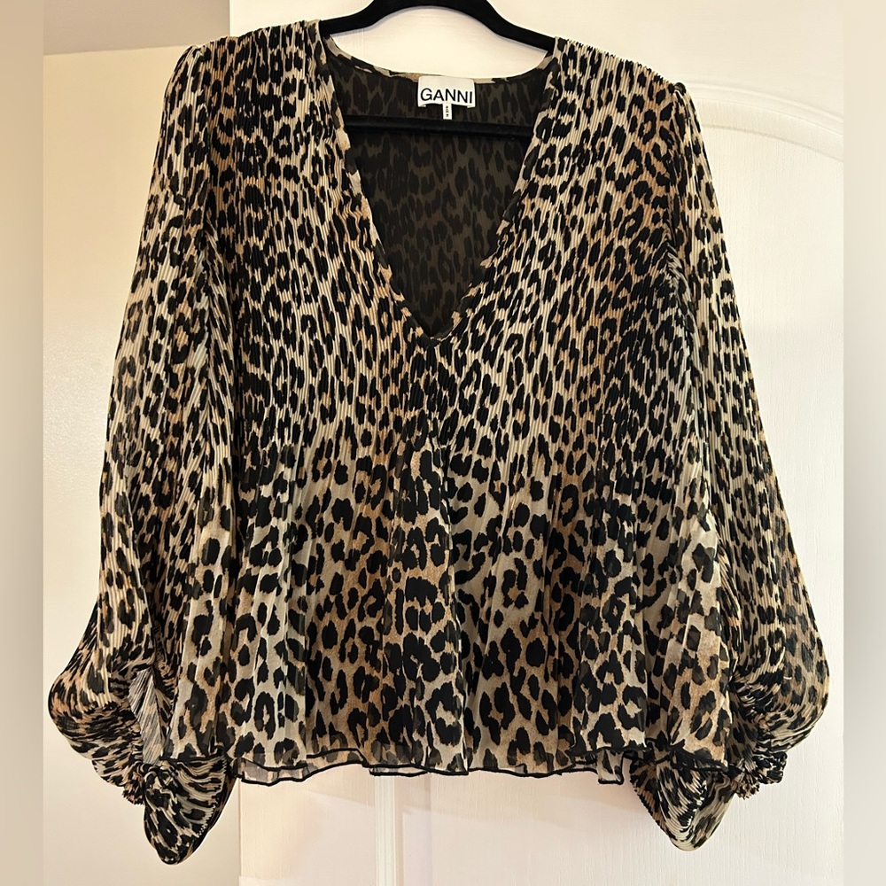 Ganni Leopard Top
